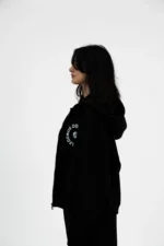 BLACK PRINTED ZIPPER JACKET - Image 4