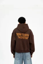 BROWN PRINTED ZIPPER HOODIE - Image 4