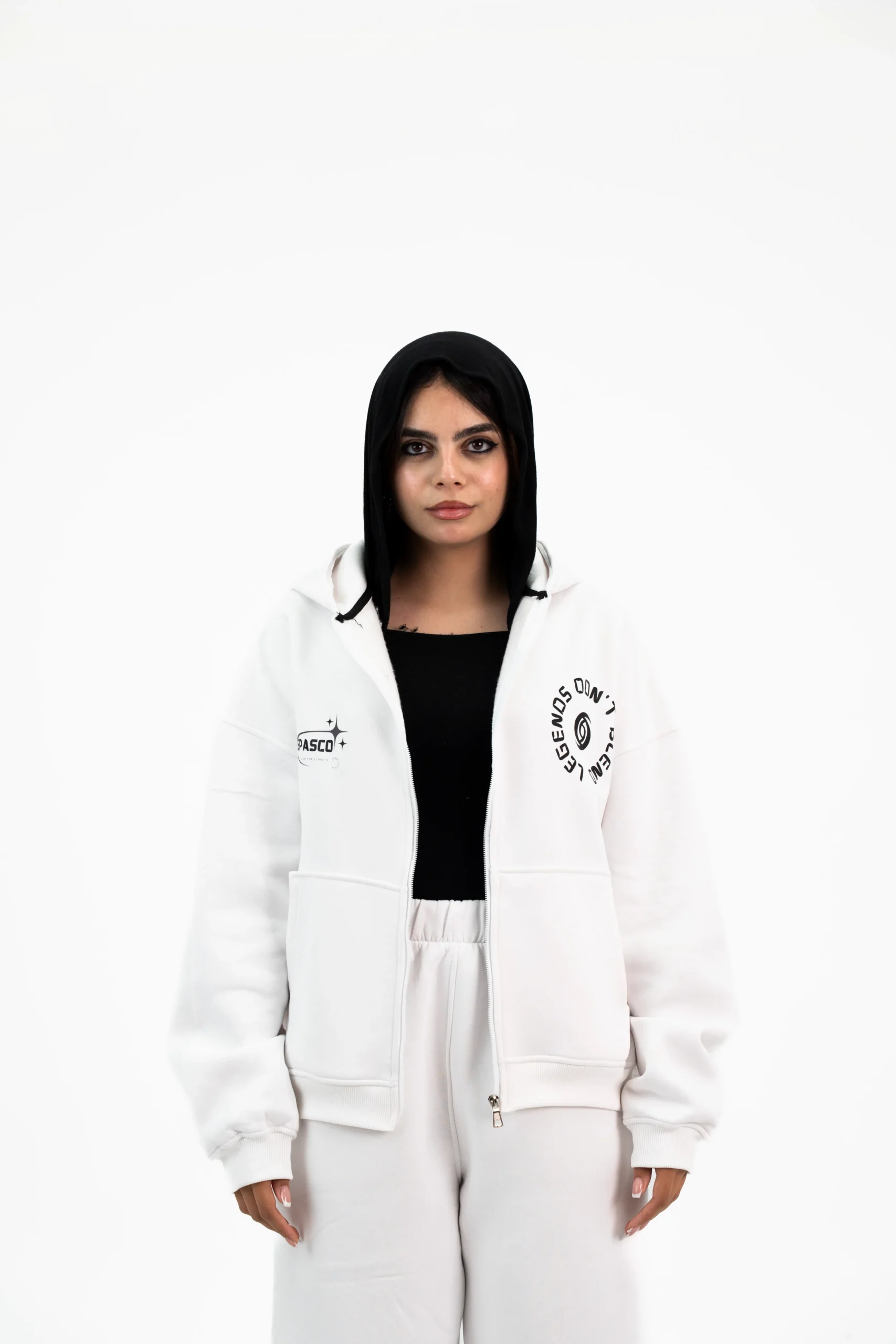 DSC05489 WHITE PRINTED ZIPPER JACKET - Image 1