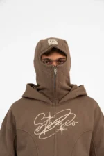 DARK BEIGE ZIPPER MASK