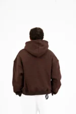 BROWN BASIC ZIPPER HOODIE - Image 3
